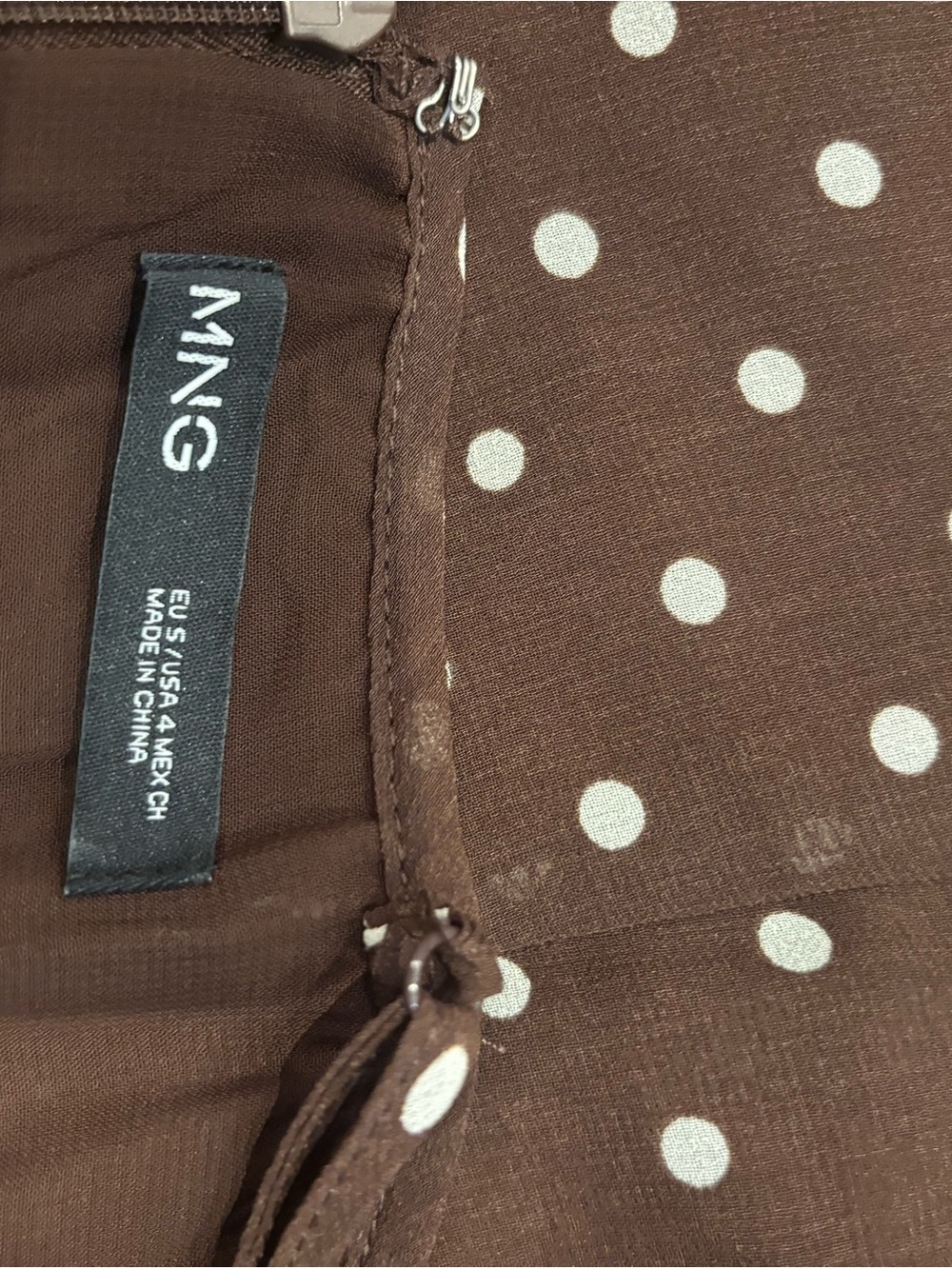 Mango Brown Polka Dot Spaghetti Strap Midi Dress - Picture 4 of 4